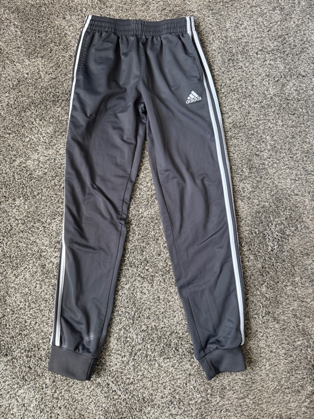 EUC Youth Adidas Joggers, Size YLG (14/16), Grey/White, drawstring waist.